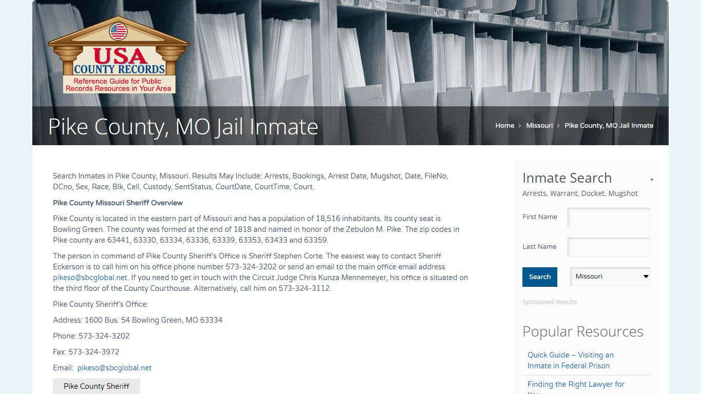 Pike County, MO Jail Inmate | Name Search